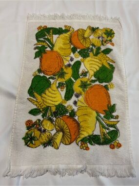Vtg 70's Mushroom Cannon Kitchen Hand Towel Dish USA Cotton Terry Cloth MCM